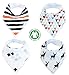 Baby Bandana Drool Bibs Organic 4 Pack for Boys and Girls with Snaps, Absorbent Soft Cotton for Teething Feeding Baby Shower Gift Scarf Bib (Black Grey Orange Stripe Unisex) From Lil Dandelion