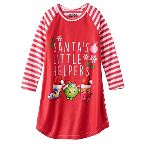 Shopkins Girls Holiday Nightgown Pajamas Santa Theme Night Shirt