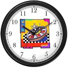 Roulette Wheel Gambling or Casino Theme Wall Clock by WatchBuddy Timepieces (Hunter Green Frame)