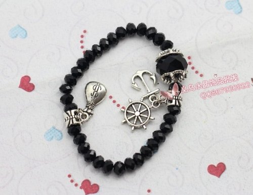 New Girl Pirate Anchor Pendant Crystal Bracelet