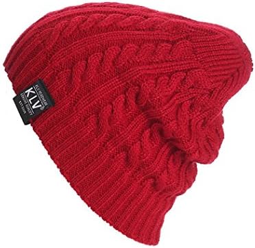 Knitted Hat KIOP Unisex Winter Warm Crochet Slouch Hat (Red)