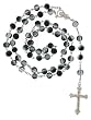 Black and Clear Glass Rosary - Mother Mary Centerpiece and Sacred Heart of Jesus Christ Crucifix - 32'' Necklace Part - 22'' Overall Length