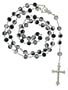 Black and Clear Glass Rosary - Mother Mary Centerpiece and Sacred Heart of Jesus Christ Crucifix - 32'' Necklace Part - 22'' Overall Length