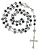 Black and Clear Glass Rosary - Mother Mary Centerpiece and Sacred Heart of Jesus Christ Crucifix - 32'' Necklace Part - 22'' Overall Length