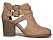 J. Adams Cut Out Buckle Ankle Bootie - Low Stacked Wood Heel Western Round Boot - Vegan Leather Sammi