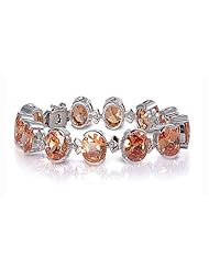 Sterling Silver & Champagne CZ Large Stone Links Bracelet