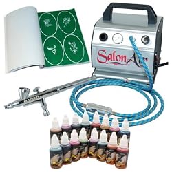 SALON TEMPORARY AIRBRUSH TATTOO KIT 16 Includes: COMPRESSOR, HOSE, AIRBRUSH, INK, AND STENCILS
