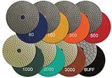4' Diamond Polishing pad 7 piece set 50-3000 grit wet