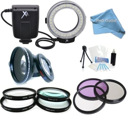 Dentistry Pro Pack: Includes Professional Ring Light Flash Unit for Canon DSLR, 4 Piece Professional 58mm Macro Filter Kit (Diopters: +1+2+4+10) 3 Piece High Resolution Filter Kit (UV,CPL,FLD), High Definition Wide Angle Lens with Macro, Cleaning Kit &amp; RND Microfiber Cleaning Cloth
