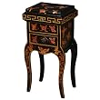 Handmade 31" Antique-Style Black & Gold Wood Accent / End Table With Red & Gold Butterflies