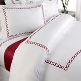 5pc Hotel Collection Bedding Red White Duvet Cover Set King Cal King by 