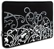 Black and White Fleur Carrying Case Sleeve fit Apple MacBook 13 and 13 - 14 inch Notebook Laptop Computer