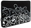 Black and White Fleur Carrying Case Sleeve fit Apple MacBook 13" and 13 - 14 inch Notebook Laptop Computer