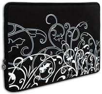 15 inch Notebook Laptop Computer / Apple MacBook Pro 15 Black and White Fleur Carrying Case Sleeve