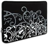 15 inch Notebook Laptop Computer / Apple MacBook Pro 15 Black and White Fleur Carrying Case Sleeve 15 inch Notebook Laptop Computer / Apple MacBook Pro 15 Black and White Fleur Carrying Case Sleeve