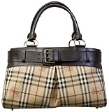 Burberry Derwent Check Coated Canvas Brown Leather Shoulder Tote 3200990