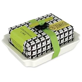 Michel Design Works Lemongrass Lime Single Soap Bar On Ceramic Tray, 7-Ounce Packages