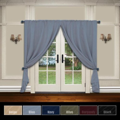 ZEBRA EMBOSSED Insulated Thermal Blackout Window Drape 84L Set - Blue - BT