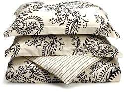 Regency Collection 310-Thread-Count Maxine Stripe King Duvet Set, Black