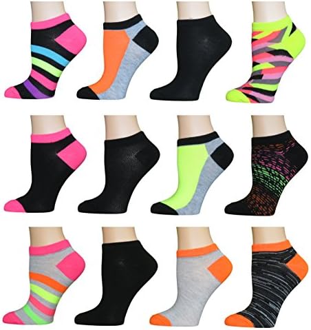 AirStep Women's No Show Athletic Socks - 12 Pack,16114-Multi,Sock Size: 9-11 Fits Shoe: 4-10