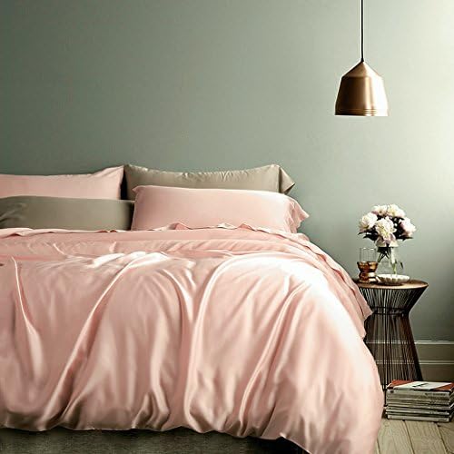 Rose Gold Duvet Cover Luxury Bedding Set High Thread Count Egyptian Cotton Soft Blush Pink Solid Colored 100% Cotton Percale (King, Rose Quartz)