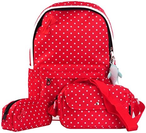 Efreewd Polka Dot 3pcs Kids Book Bag School Backpack Handbag Purse Girls Teen (Star-red)