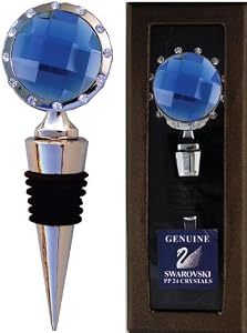 Chatt Blue Crystal Bottle Stopper With Swarovski Pp24 Crystals In Gift Box from Chatt