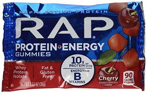 RAP Protein Energy Gummies Cherry Flavor 1.27 Oz 36g Each ( 12 in a Box )