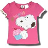 Snoopy Sweet Cupcake Applique Short Sleeve T-Shirt for Toddler Girls