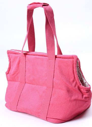 Lovabledog Pet CatDog Corduroy Portable Bag Handbag Backpack Purse Carrier for Travel Hiking Camping Pink