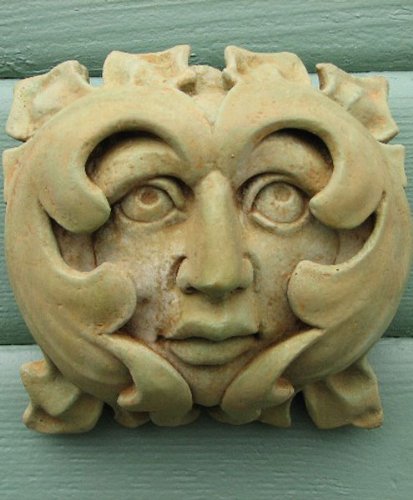 FRENCH GREENMAN PLAQUE Outdoor GARDEN Sculpture WALL Decor COPPER PATINA Stain 7.5