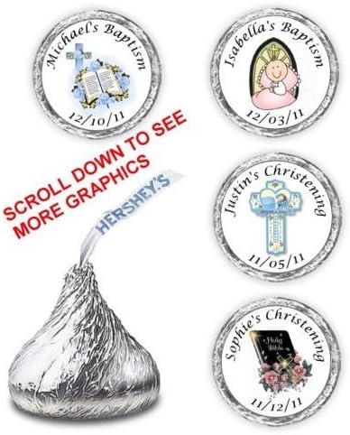 108 PERSONALIZED BAPTISM CHRISTENING COMMUNION KISSES LABELS FAVORS STICKERS