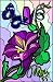 Purple Stargazer Lily Flower with Blue Butterfly-Vinyl Stained Glass Film, Static Cling Window Decal