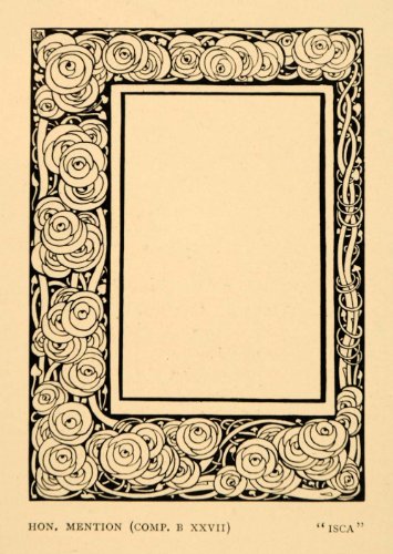 1903 Print Circles Flower Vines Frame Art Nouveau Isca - Original Halftone Print