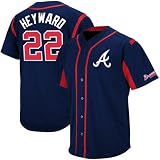 MLB Majestic Jason Heyward Atlanta Braves Youth #22 Wind-Up Jersey - Navy Blue (Medium)