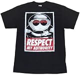 South Park Cartman Respect My Authority Mens Shirt (Small, Black)