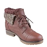 REFRESH WYNNE-01 Women's combat style lace up ankle bootie