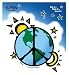Peace Sign - Earth Sun Moon and Stars - Sticker / Decal