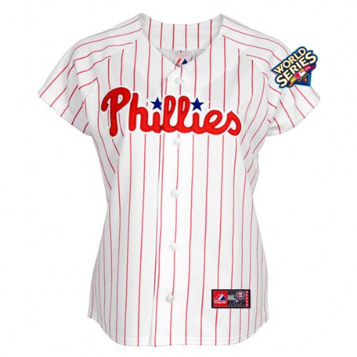 Philadelphia Phillies Women's Home Replica Jersey With 2009 World Series Patch By Majestic Athletic Large