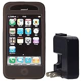 Rix SoftBank iPhone 3G用 なめらかシルクタッチ シリコンケース 液晶保護フィルム+USB-ACアダプタ付属 スモークブラック RX-IPSPHOSB/ACの画像