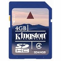 Kingston 4 GB Class 4 SDHC Flash Memory Card SD4/4GBET