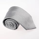 IMAGE OF Grey Checkered Woven Silk Tie T8150