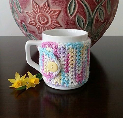 Mug Cozy Pink White Yellow Blue