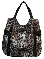 Women's Guess Evelyn Leopard Handbag (Black)