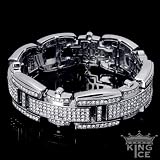 Mens Iced Out Platinum Style Hip Hop H-Link Bracelet
