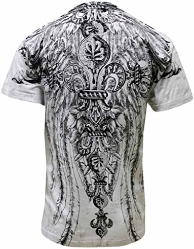 Ekus Men's Konflic Distress Flour De Lis Muscle Tee S White