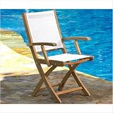 Three Birds RV20-White Teak Riviera Folding Chair in White