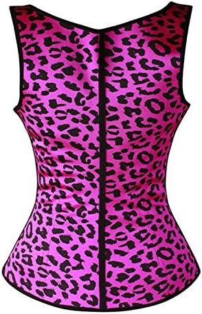 VamJump Womens Workout Latex Waist Trainer Vest Cincher Corset L Leopard