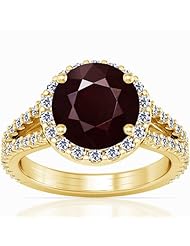 14K Yellow Gold Round Cut Ruby Ring With Sidestones