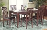 7pcs Dining Table and Chairs Set in Cherry Finish